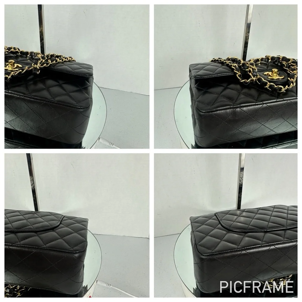 Chanel Medium Classic Double Flap Bag Black Lambskin 24KT Plated - Picture 6 of 13